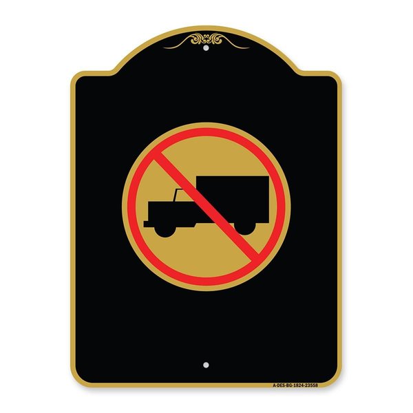 Amistad 18 x 24 in. Designer Series Sign - No Truck Symbol, Black & Gold AM2047735